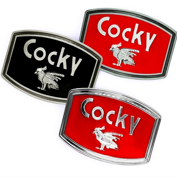1 New Cocky belt buckle red or black approximately 3.5x2.5 - Picture 1 of 2